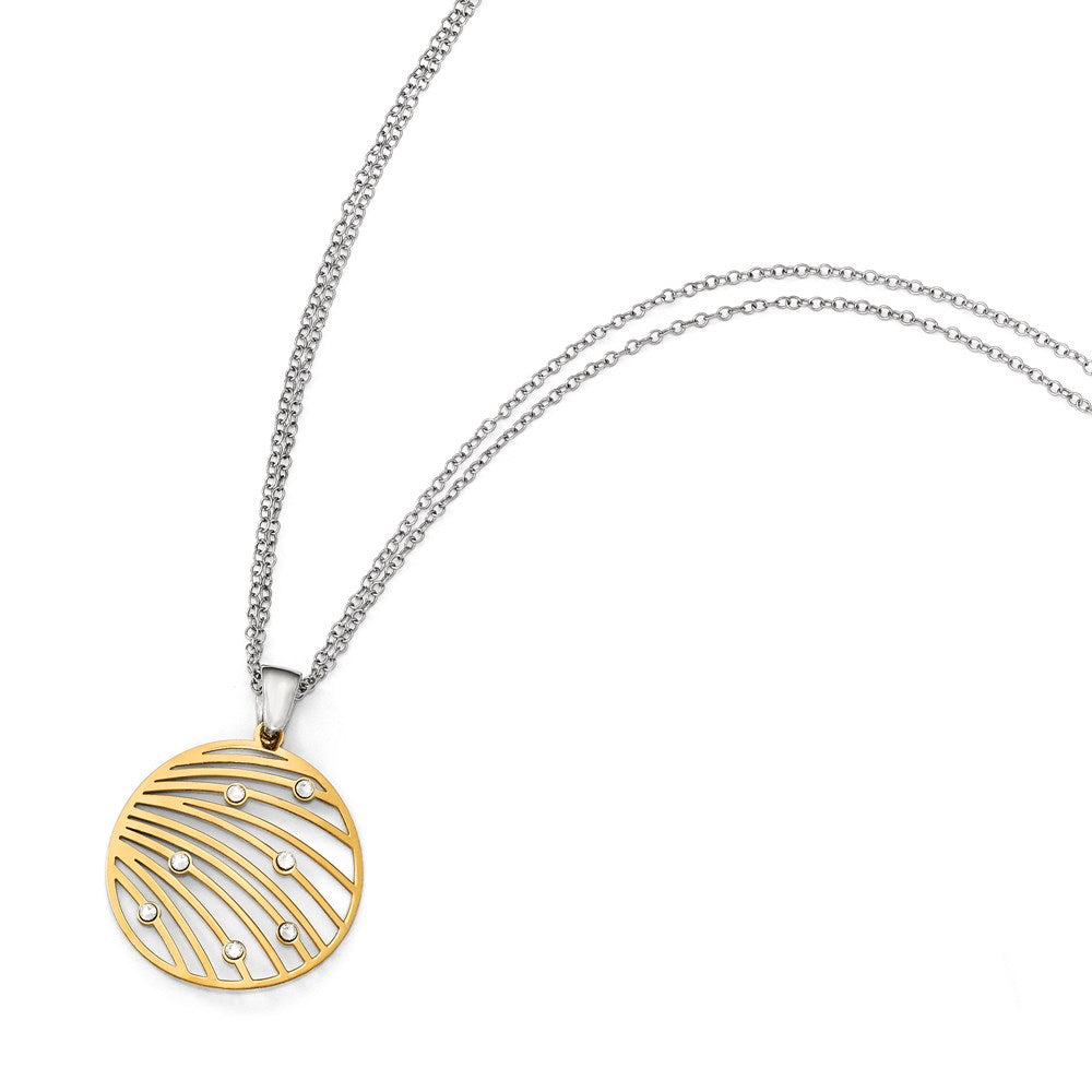 Sterlingsilber Goldfarben Zirkonia mit 2 Zoll Verlängerung. Halskette
