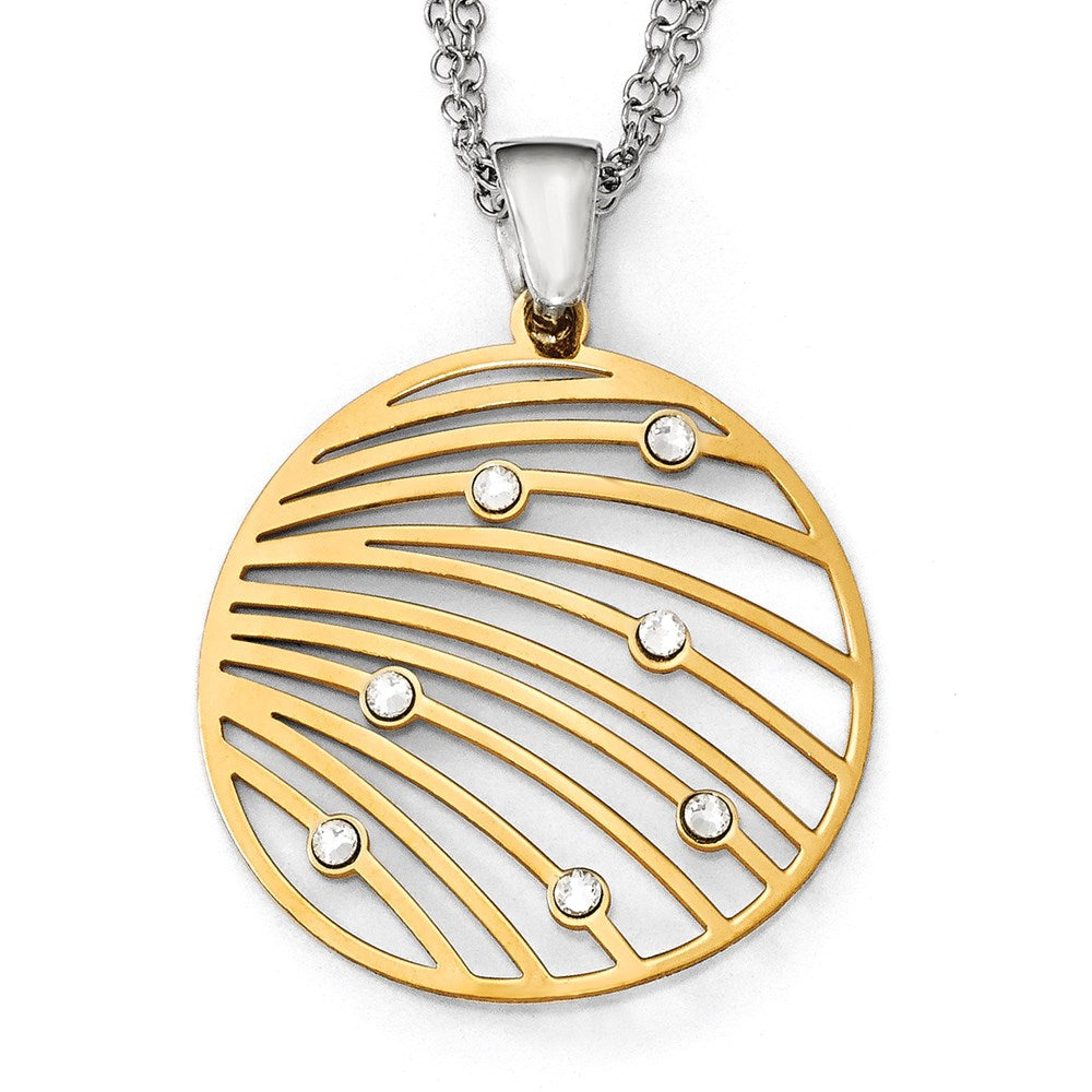 Sterlingsilber Goldfarben Zirkonia mit 2 Zoll Verlängerung. Halskette