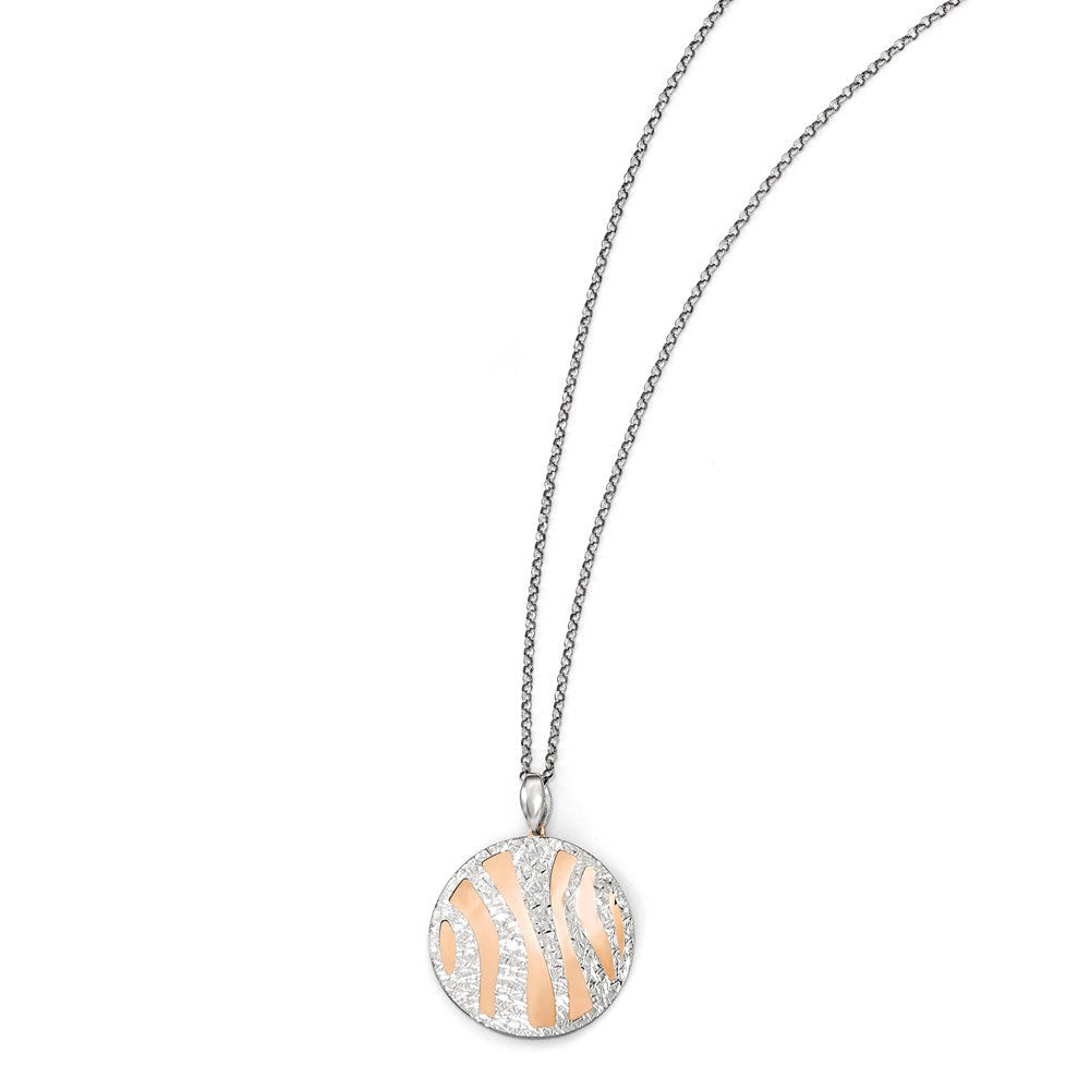 Sterlingsilber Roséfarben Diamantiert mit 2 Zoll Verlängerung. Halskette