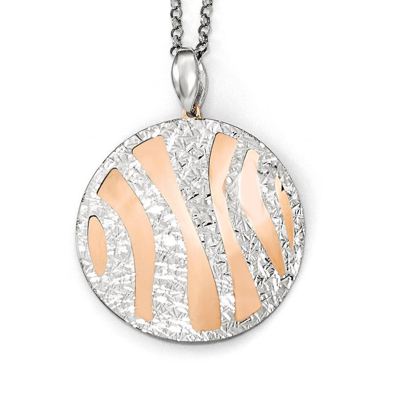 Sterlingsilber Roséfarben Diamantiert mit 2 Zoll Verlängerung. Halskette