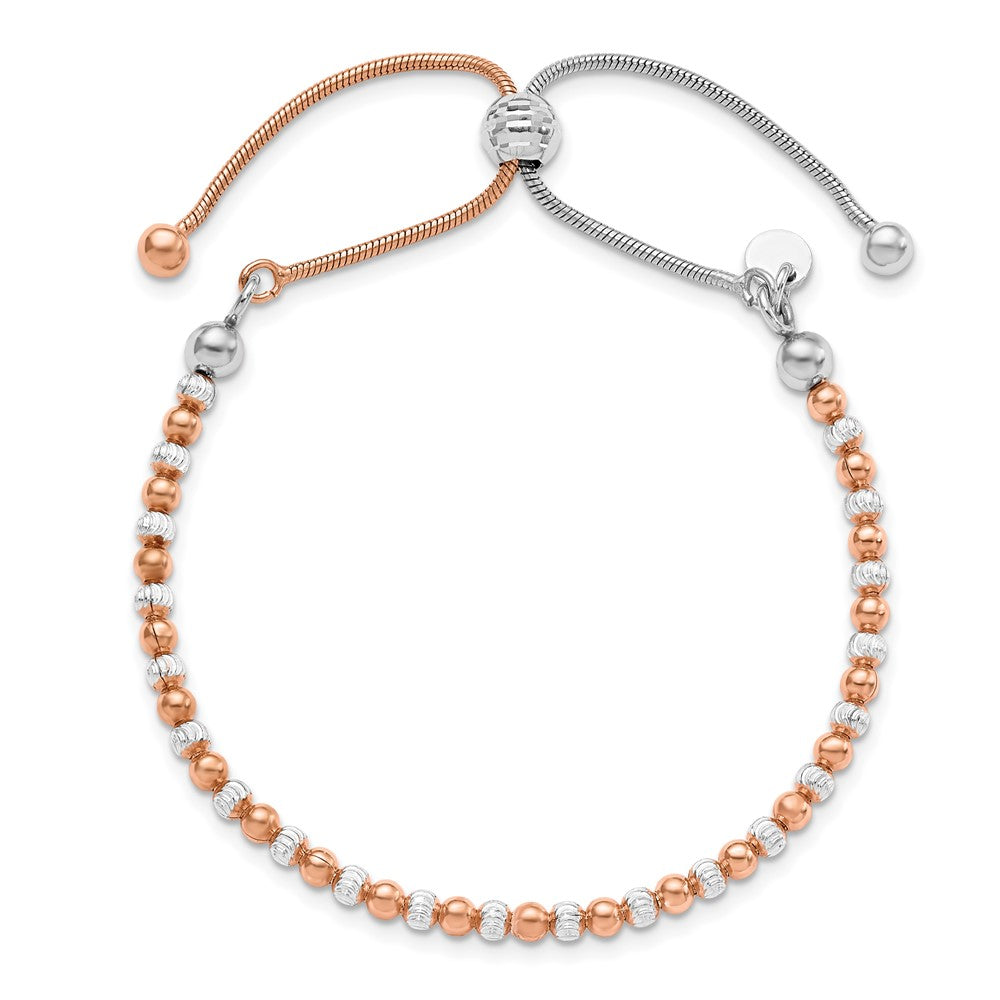 Ss/vergoldet Sterlingsilber Rose Vergoldet Diamantiert Verstellbar Armband