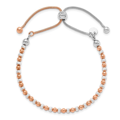 Ss/vergoldet Sterlingsilber Rose Vergoldet Diamantiert Verstellbar Armband