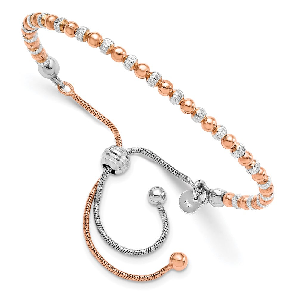 Ss/vergoldet Sterlingsilber Rose Vergoldet Diamantiert Verstellbar Armband