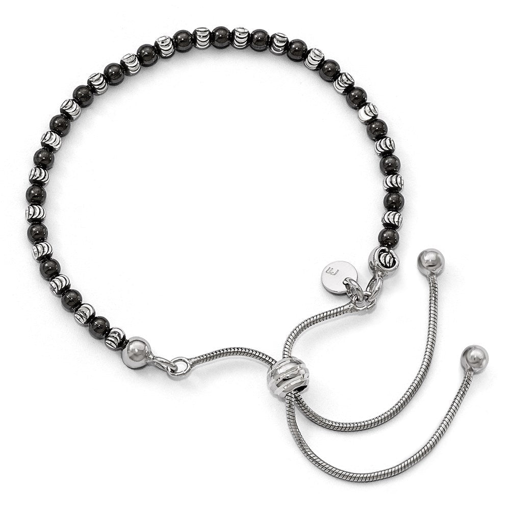 Sterlingsilber Rutheniumbeschichtet Diamantiert Verstellbar Armband