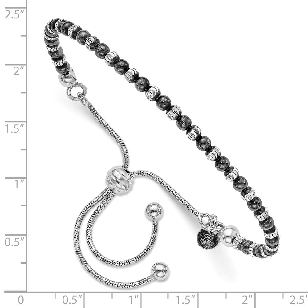 Sterlingsilber Rutheniumbeschichtet Diamantiert Verstellbar Armband