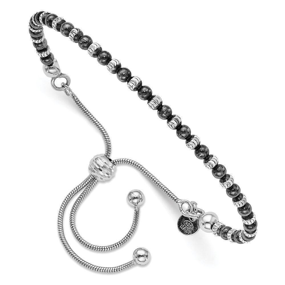 Sterlingsilber Rutheniumbeschichtet Diamantiert Verstellbar Armband