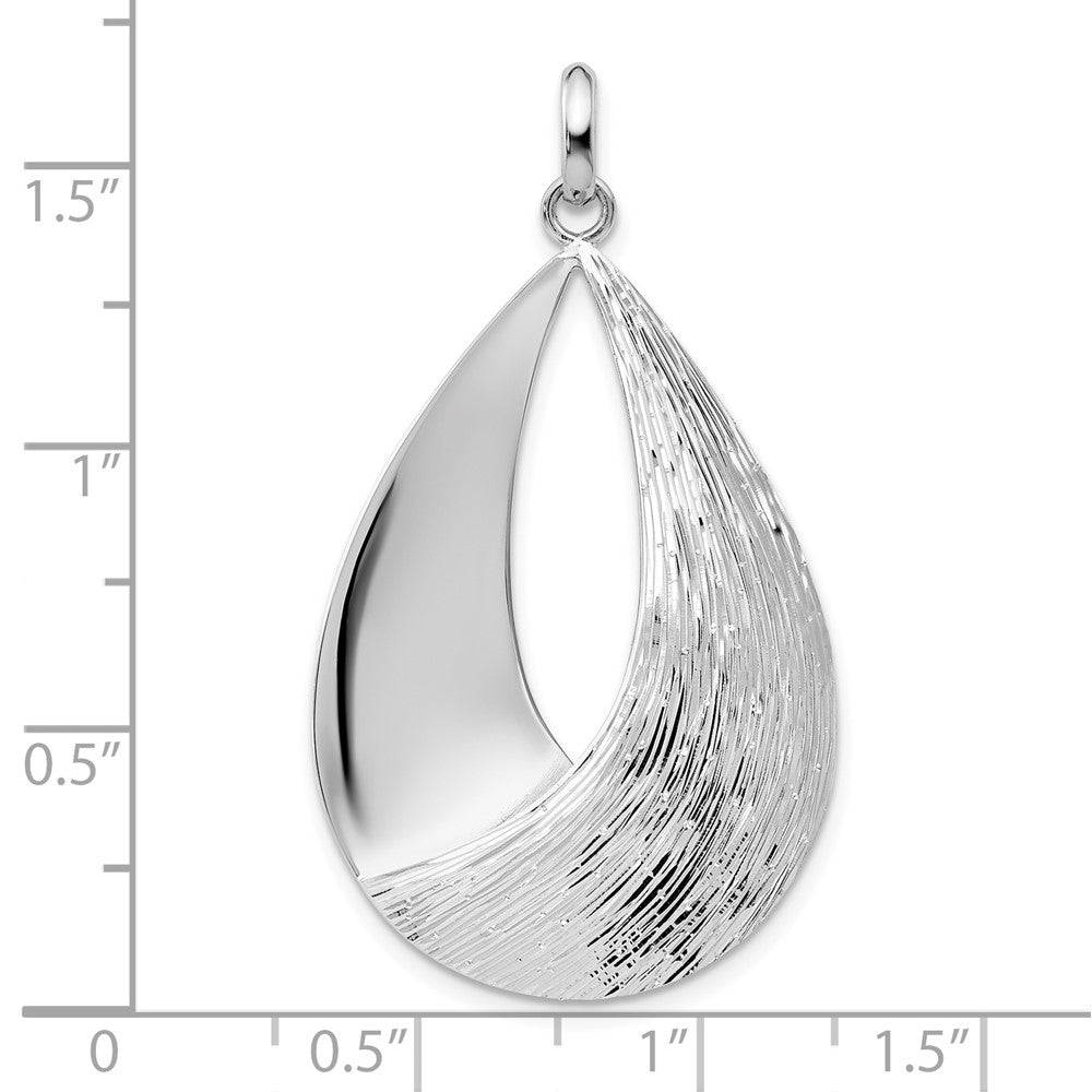 Sterlingsilber Radiant Esse Rhodiniert-plat Poliert/textured Anhänger