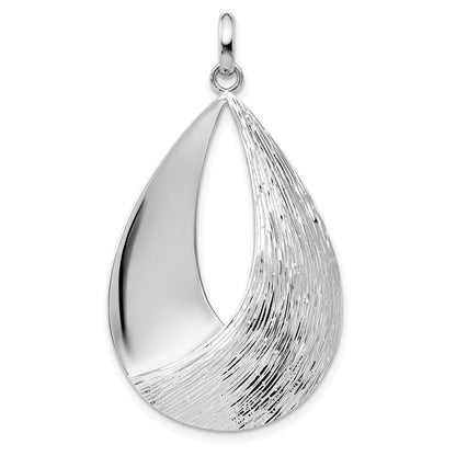 Sterlingsilber Radiant Esse Rhodiniert-plat Poliert/textured Anhänger