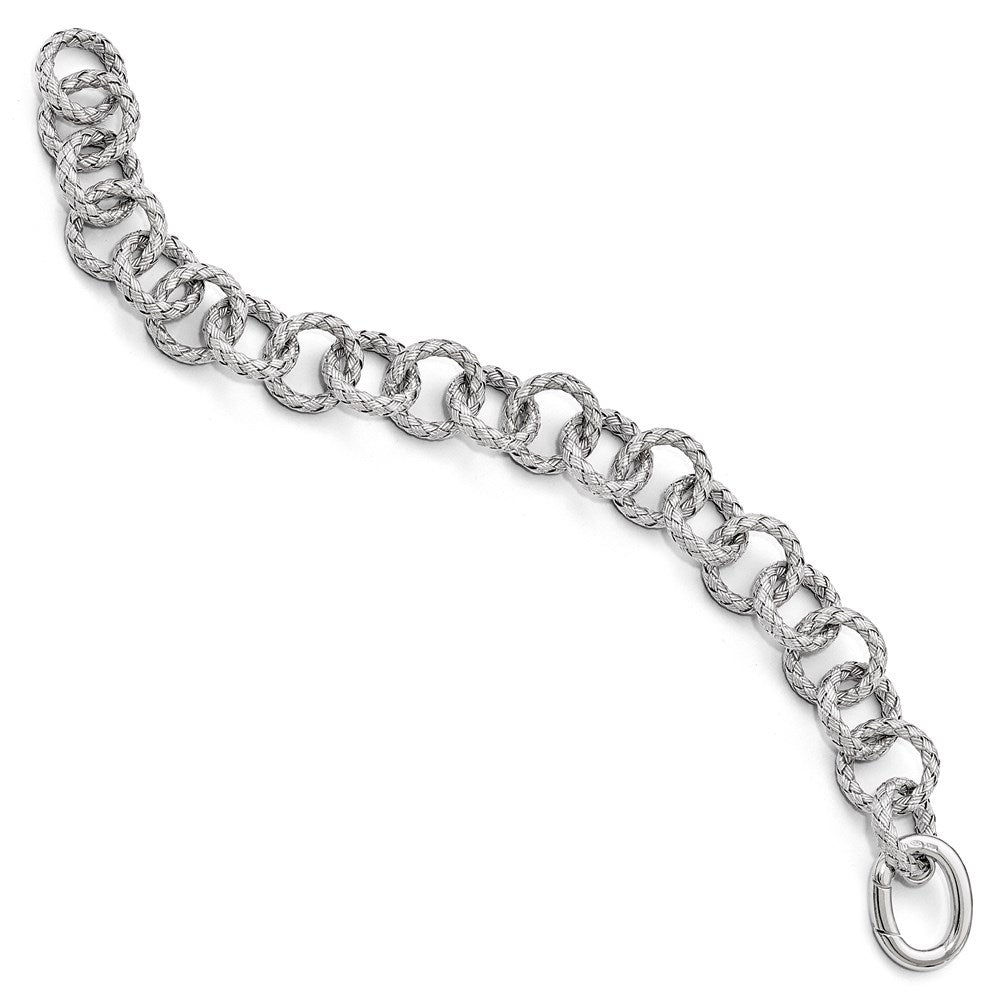 8 Zoll Sterlingsilber Poliert Strukturiert Armband - Hidden Verschluss