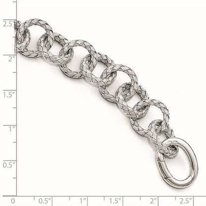 8 Zoll Sterlingsilber Poliert Strukturiert Armband - Hidden Verschluss
