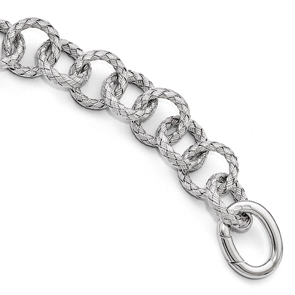8 Zoll Sterlingsilber Poliert Strukturiert Armband - Hidden Verschluss