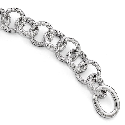 8 Zoll Sterlingsilber Poliert Strukturiert Armband - Hidden Verschluss