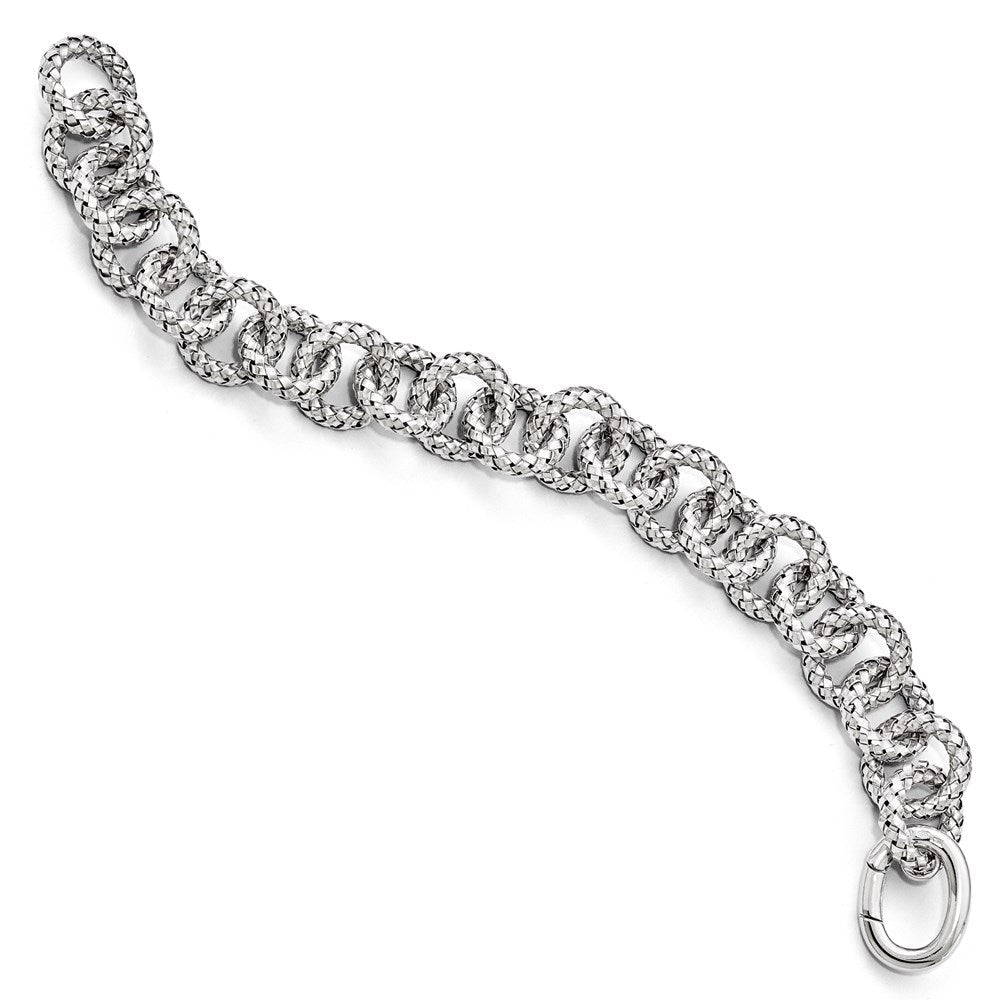 8 Zoll Sterlingsilber Poliert Strukturiert Armband- Hidden Verschluss