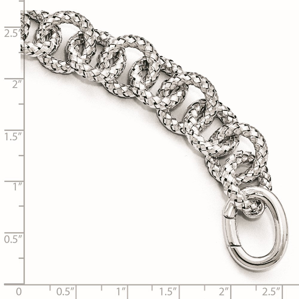 8 Zoll Sterlingsilber Poliert Strukturiert Armband- Hidden Verschluss
