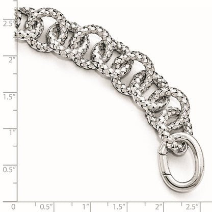 8 Zoll Sterlingsilber Poliert Strukturiert Armband- Hidden Verschluss
