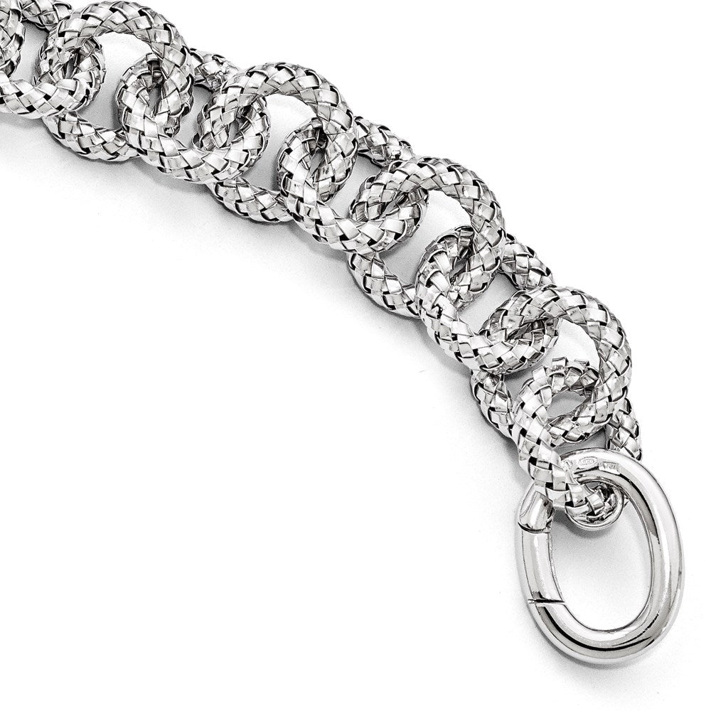 8 Zoll Sterlingsilber Poliert Strukturiert Armband- Hidden Verschluss