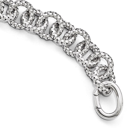 8 Zoll Sterlingsilber Poliert Strukturiert Armband- Hidden Verschluss