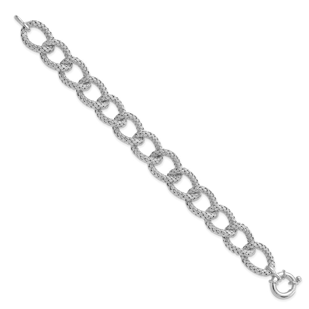 8 Zoll Sterlingsilber Poliert Strukturiert Armband