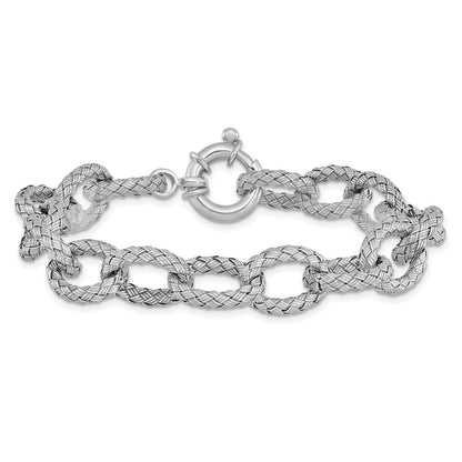 8 Zoll Sterlingsilber Poliert Strukturiert Armband