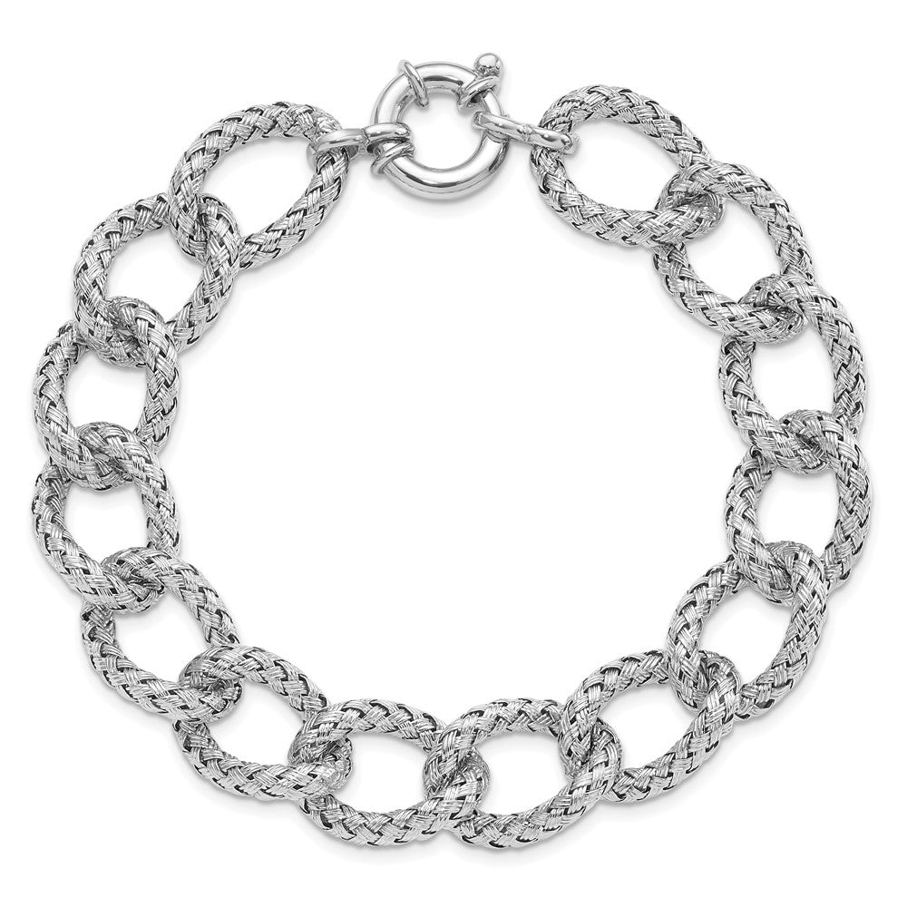 8 Zoll Sterlingsilber Poliert Strukturiert Armband