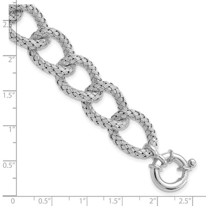 8 Zoll Sterlingsilber Poliert Strukturiert Armband