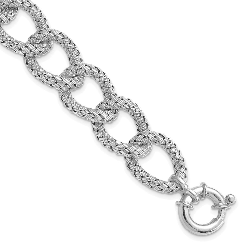 8 Zoll Sterlingsilber Poliert Strukturiert Armband