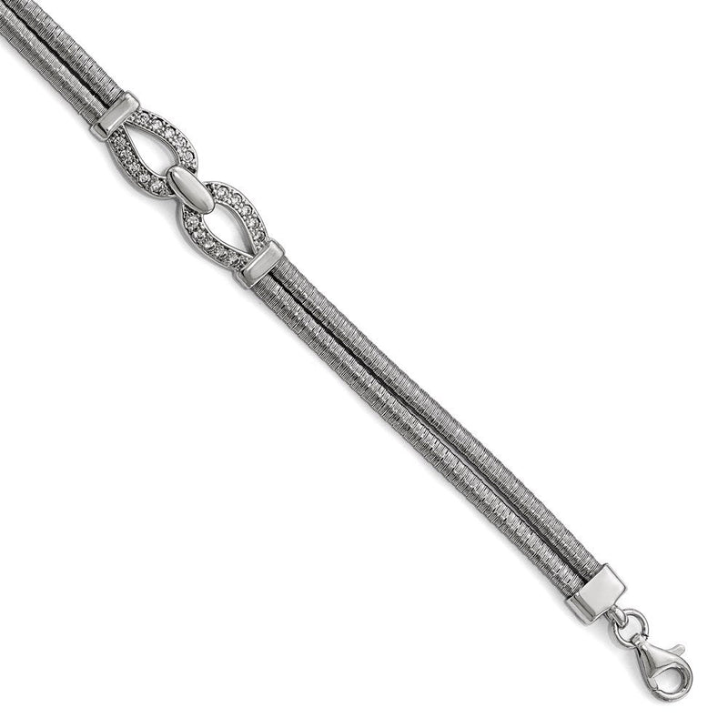 7 Zoll Sterlingsilber Rhodiniert Zirkonia mit 1.5 Zoll Verlängerung. Armband