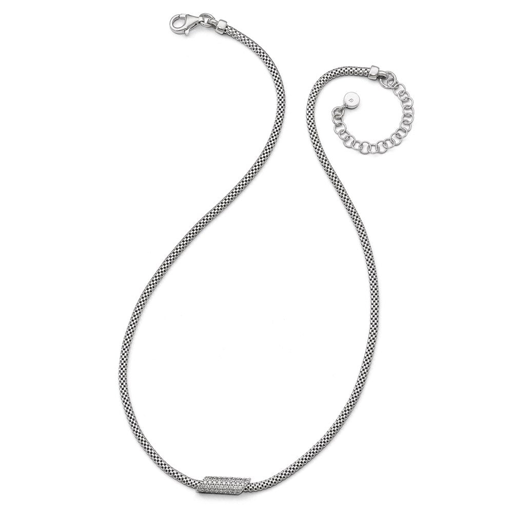 Sterlingsilber Rhodiniert Zirkonia mit 2 Zoll Verlängerung. Halskette