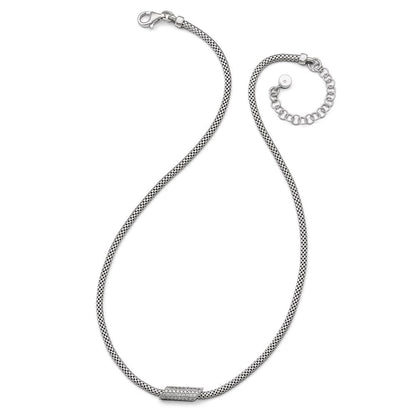 Sterlingsilber Rhodiniert Zirkonia mit 2 Zoll Verlängerung. Halskette