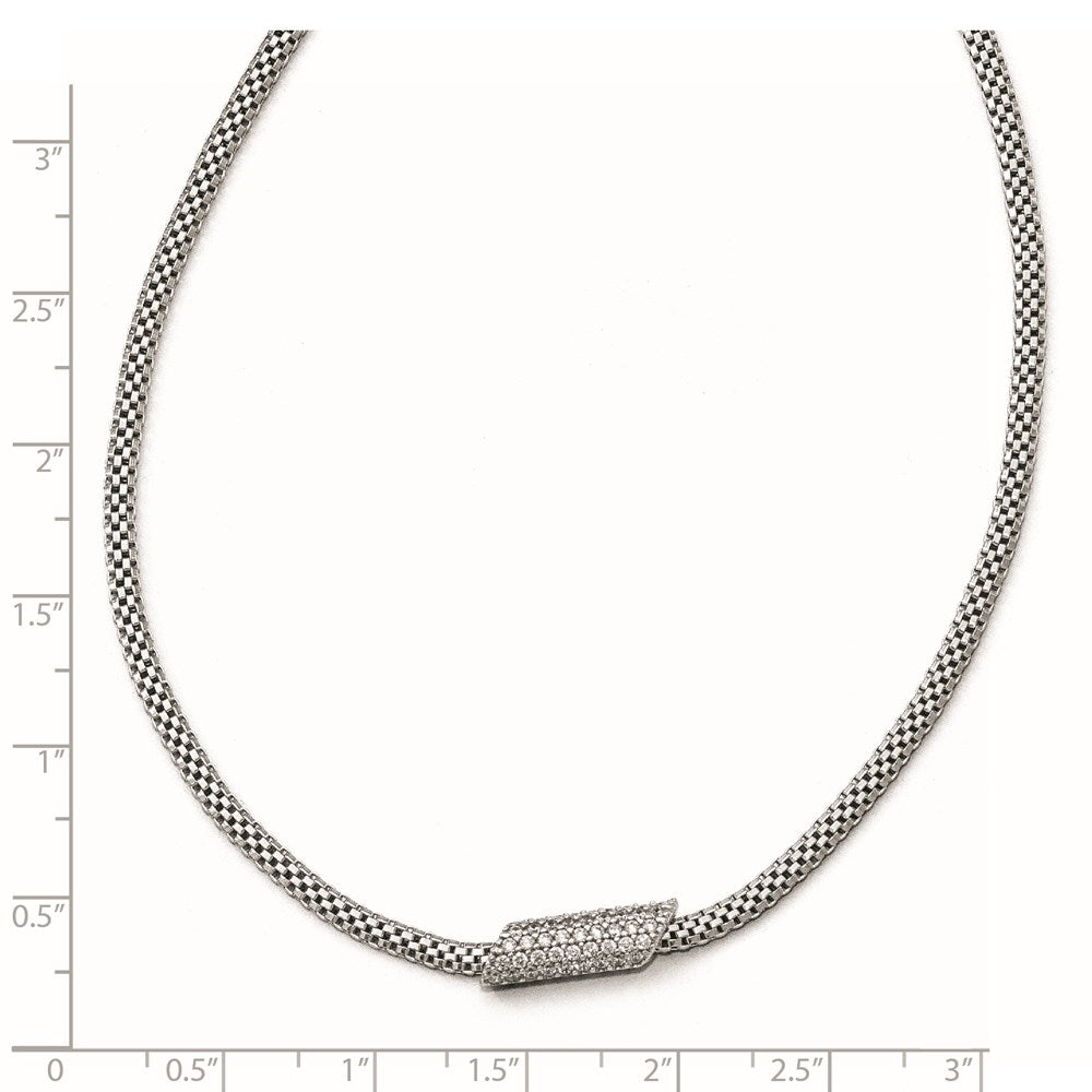 Sterlingsilber Rhodiniert Zirkonia mit 2 Zoll Verlängerung. Halskette