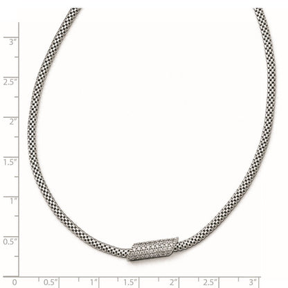 Sterlingsilber Rhodiniert Zirkonia mit 2 Zoll Verlängerung. Halskette