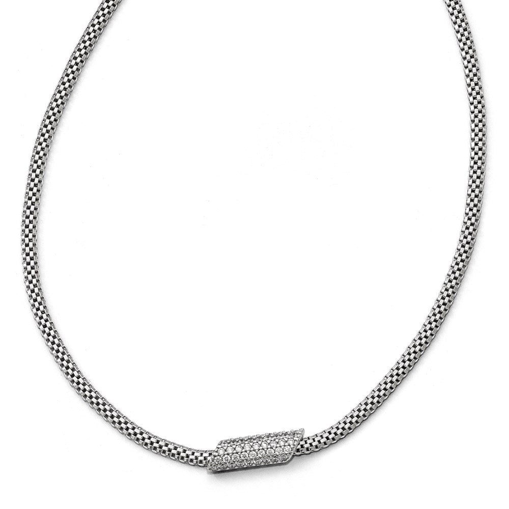 Sterlingsilber Rhodiniert Zirkonia mit 2 Zoll Verlängerung. Halskette
