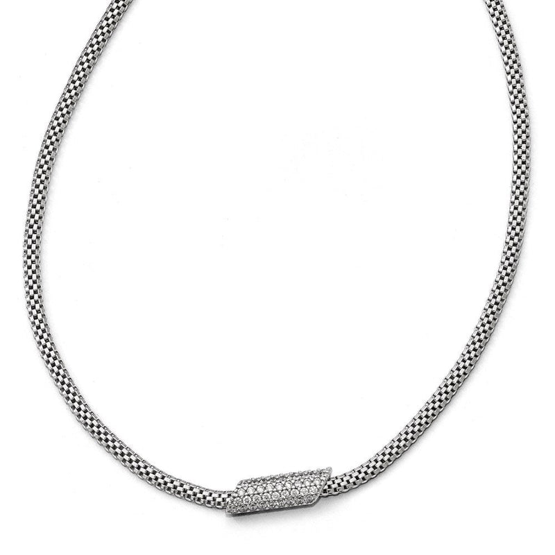 Sterlingsilber Rhodiniert Zirkonia mit 2 Zoll Verlängerung. Halskette
