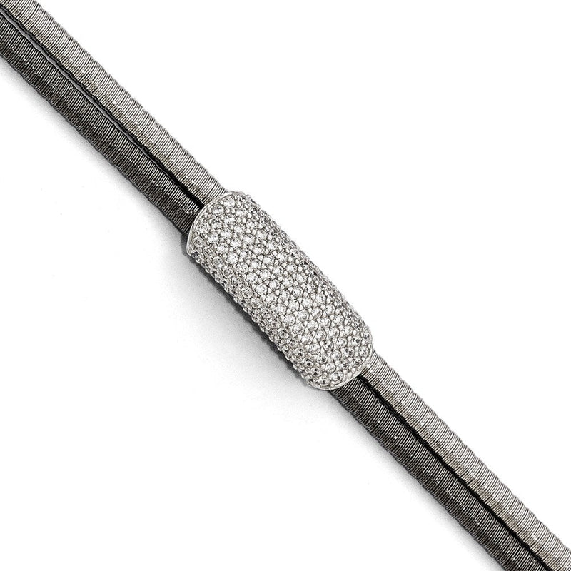 7 Zoll Sterlingsilber Rutheniumbeschichtet Zirkonia mit 1.5 Zoll Verlängerung. Armband