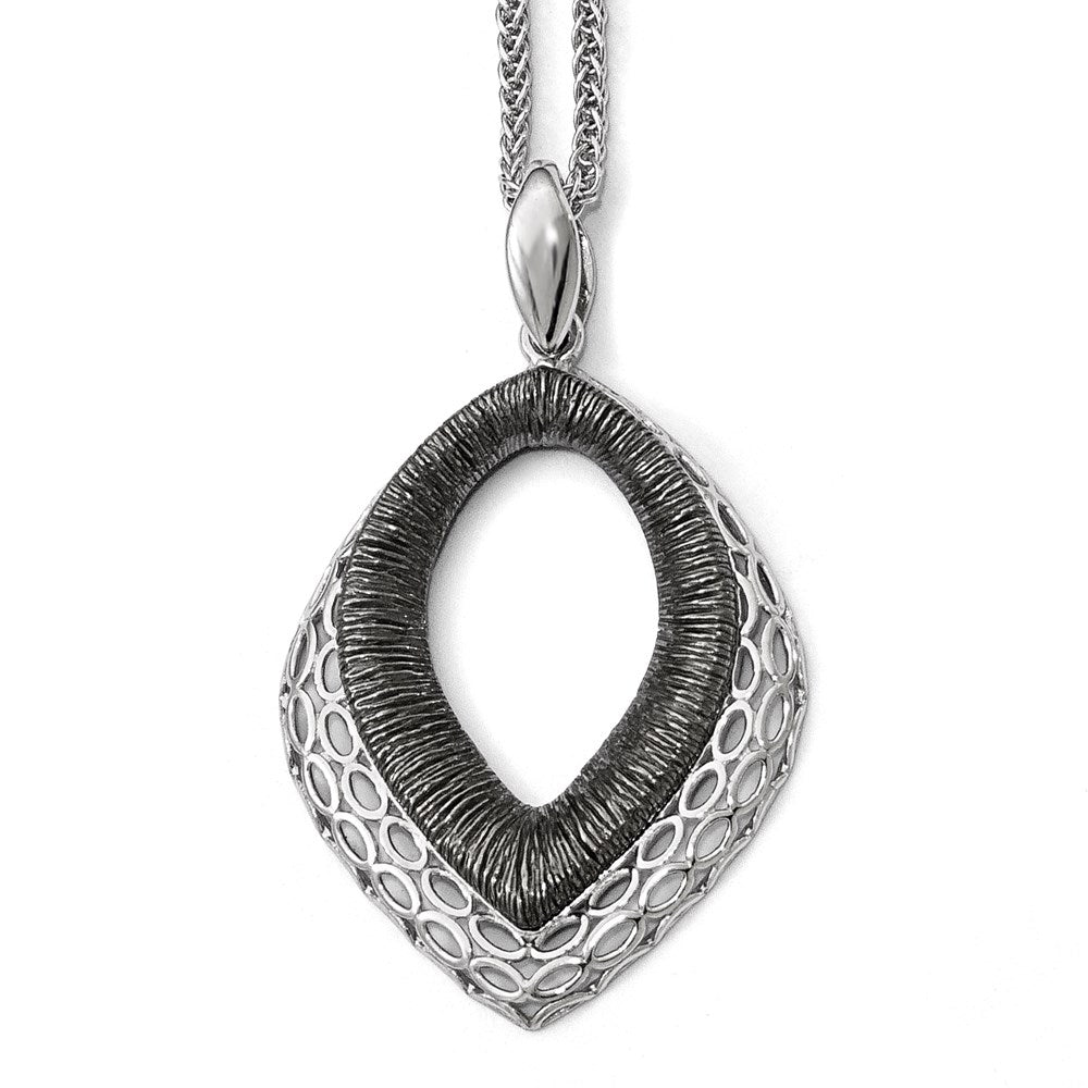 Sterlingsilber Poliert/textured Rutheniumbeschichtet Anhänger