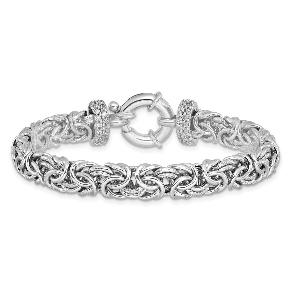 7.5 Zoll Sterlingsilber Poliert und Strukturiert Zirkonia Armband