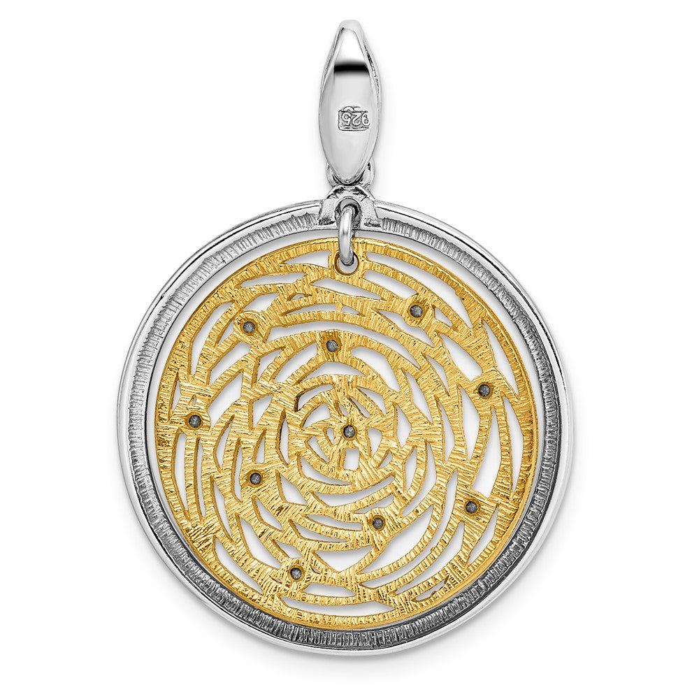 Sterlingsilber Goldfarben Poliert Scratch-finish Zirkonia Anhänger