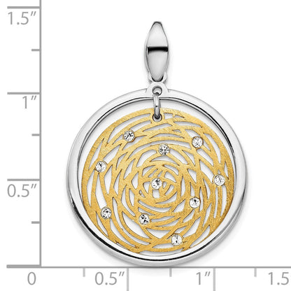 Sterlingsilber Goldfarben Poliert Scratch-finish Zirkonia Anhänger