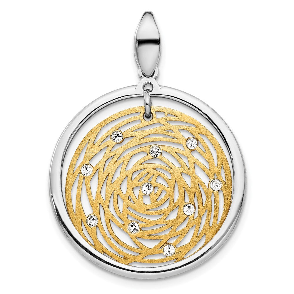 Sterlingsilber Goldfarben Poliert Scratch-finish Zirkonia Anhänger