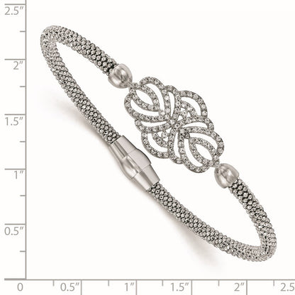 7.5 Zoll Sterlingsilber Poliert Strukturiert Zirkonia Armband