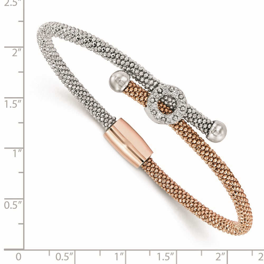 7.5 Zoll Sterlingsilber Roséfarben Strukturiert Zirkonia Armband