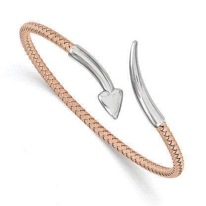 Sterlingsilber Rose Rhodiniert Flexibel Armreif