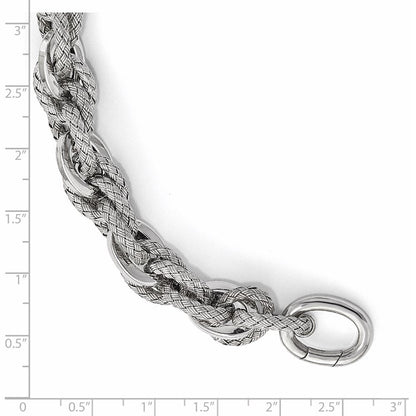 7.5 Zoll Sterlingsilber Poliert und Strukturiert Armband