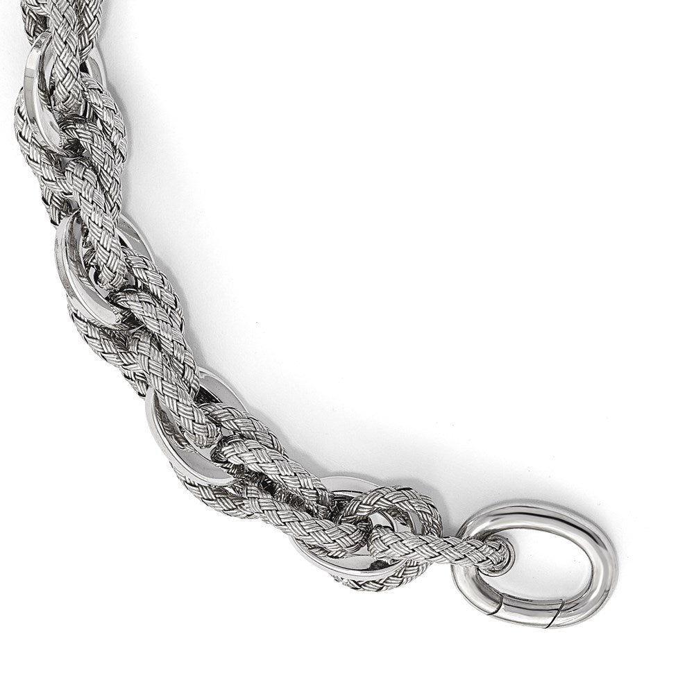 7.5 Zoll Sterlingsilber Poliert und Strukturiert Armband