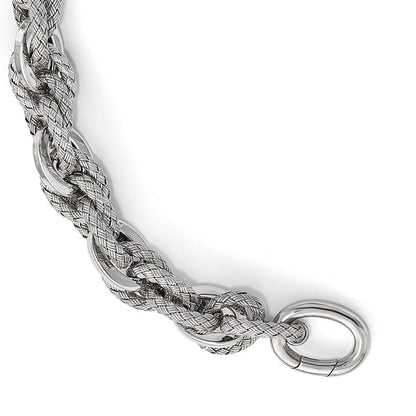 7.5 Zoll Sterlingsilber Poliert und Strukturiert Armband