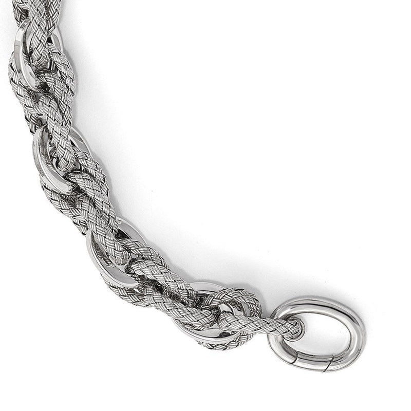 7.5 Zoll Sterlingsilber Poliert und Strukturiert Armband