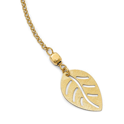 Sterlingsilber Goldfarben Blatt mit 1.5 in Verlängerung. Halskette