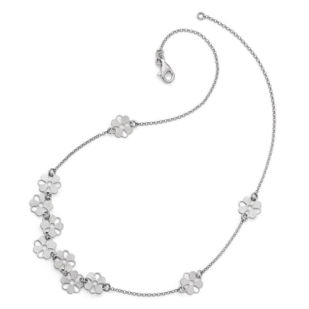 Sterlingsilber Gebürstet Blume Halskette