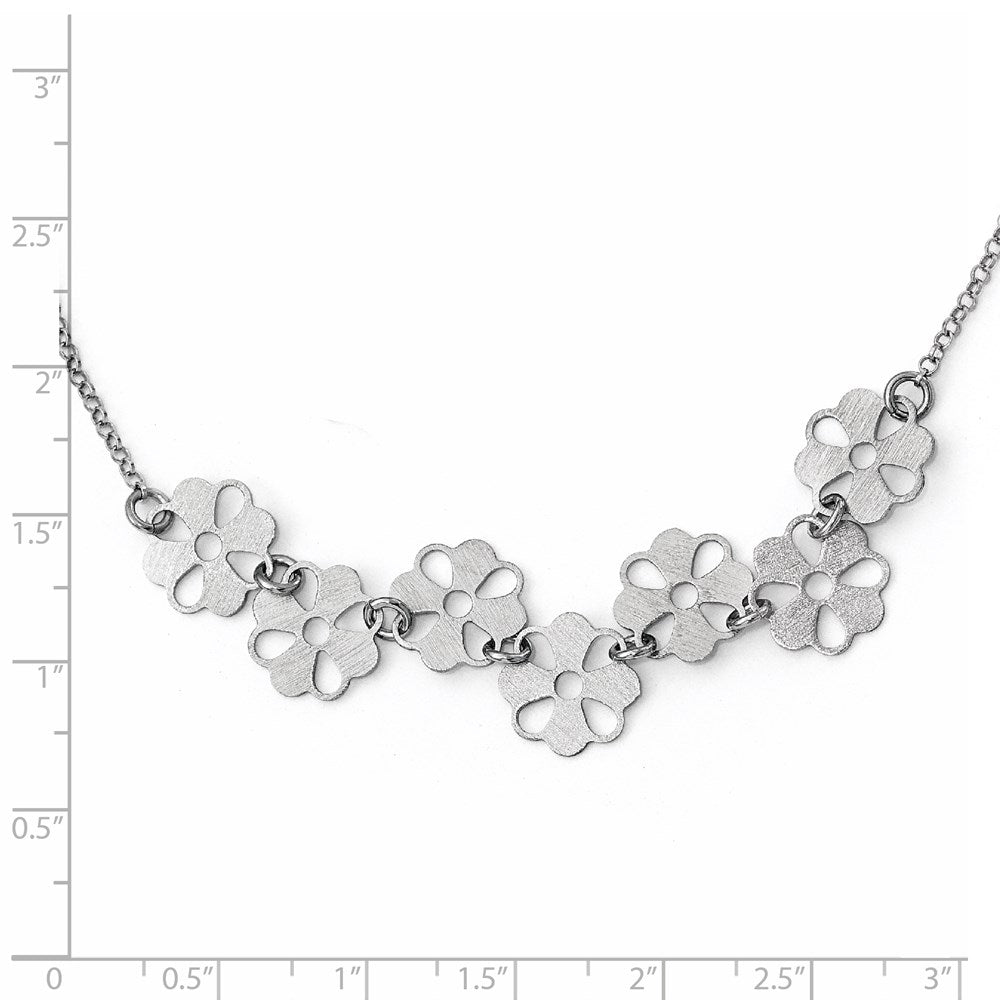 Sterlingsilber Gebürstet Blume Halskette