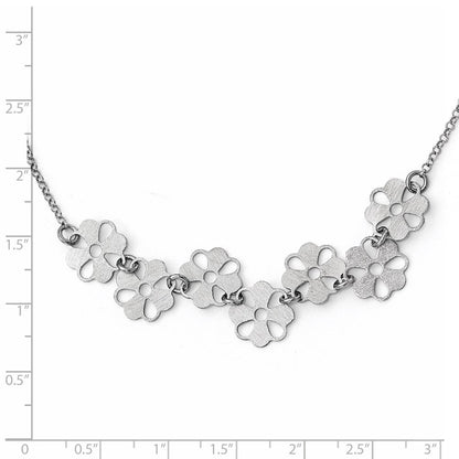 Sterlingsilber Gebürstet Blume Halskette
